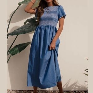 NWT Bohme Rosalva Smocked Maxi Dress Small